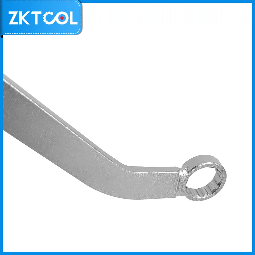 Close-up of the bent shank and ring head of the BMW B36/B38/B46/B47/B48/B58 idler belt wrench | Wrench Haus