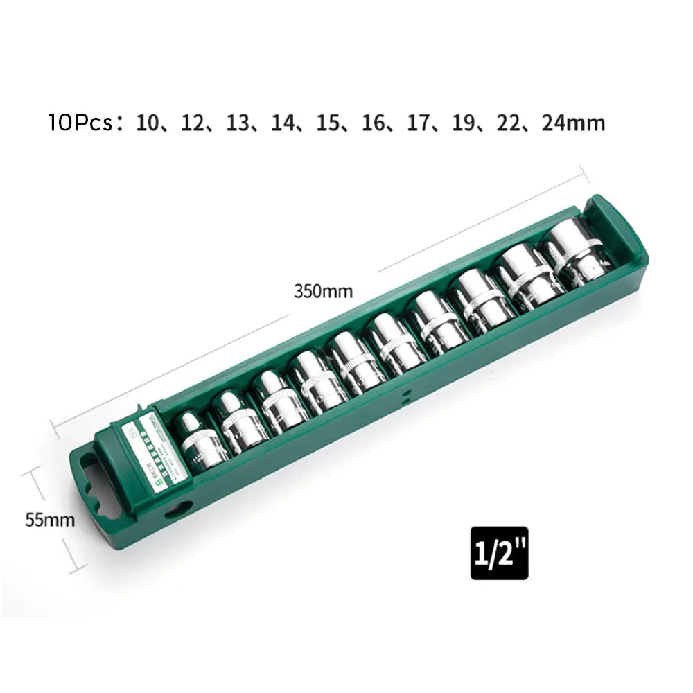 Hex Socket Set Short & Long - 10-Piece Short Set, 1/2" Drive, 10–24mm | Wrench Haus