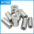 Group of silver threaded pressure sleeves from the 11-piece clutch alignment tool kit, close-up | Wrench Haus