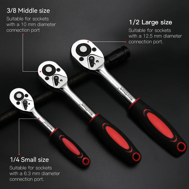 Quick-release reversible head detail on ratchet handle