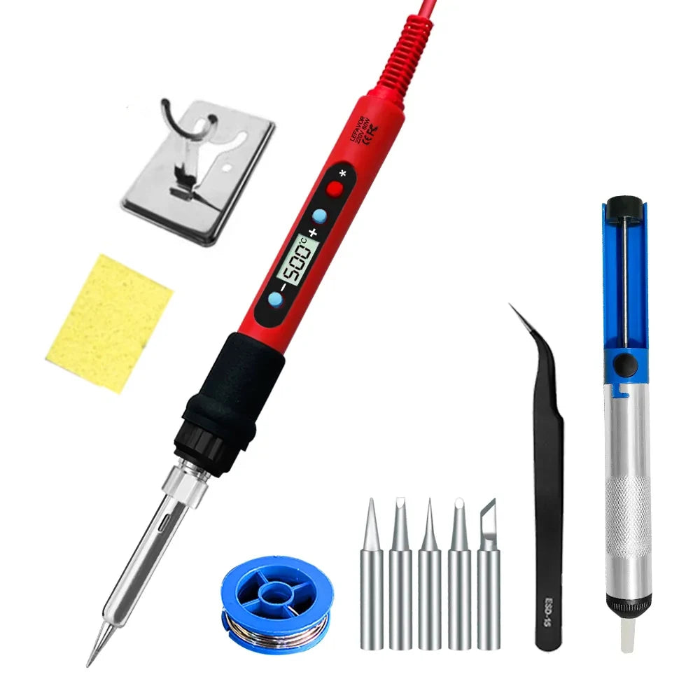 80W adjustable temperature soldering iron kit with LCD display