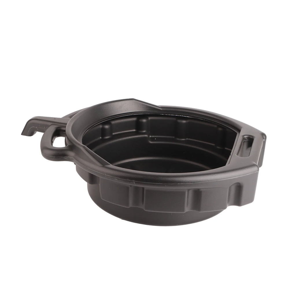 7.5L Oil Drain Pan - Top-down view of black oil drain pan showing wide catch basin and integrated handles | Wrench Haus