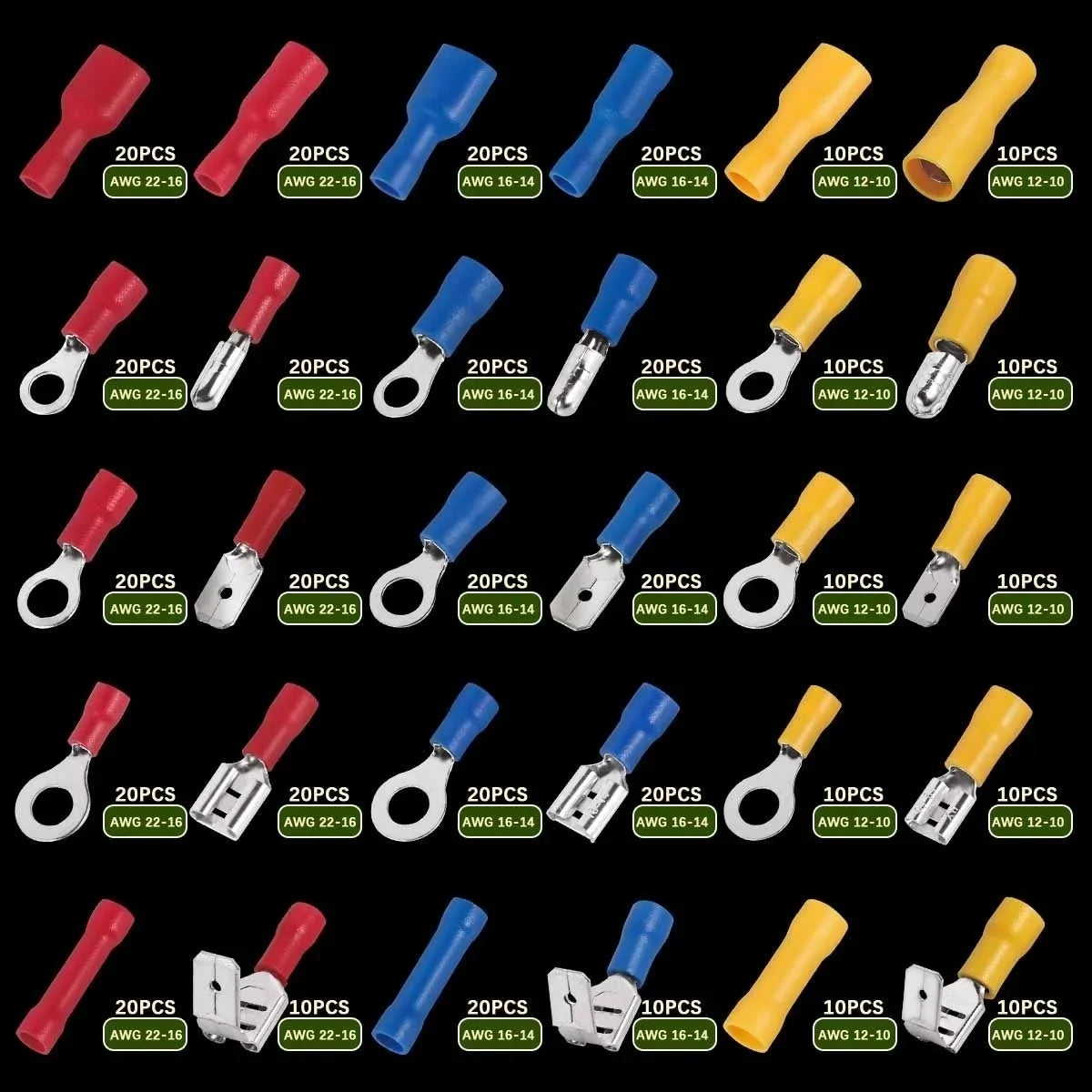 Wire connector terminals assorted sizes