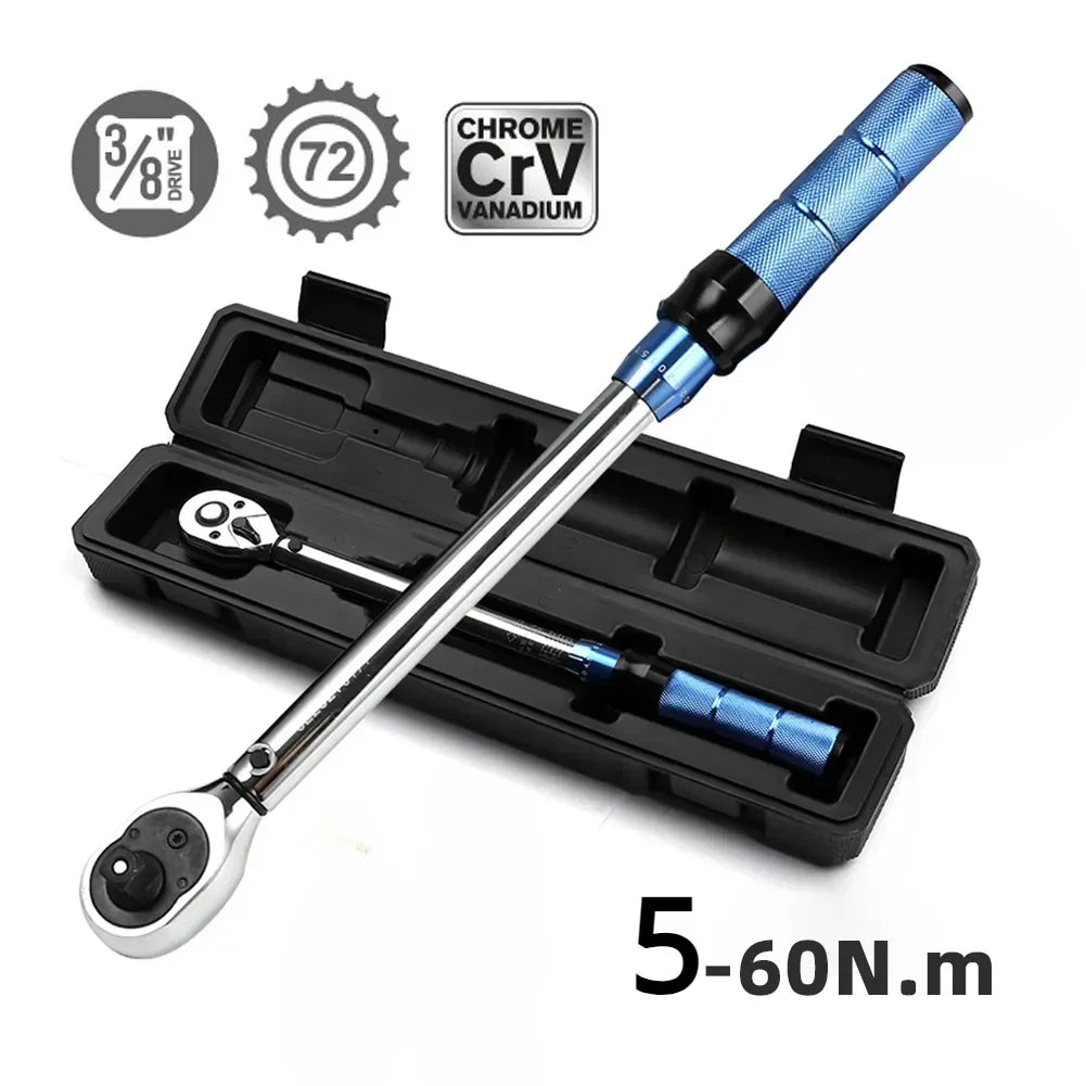 3/8" Drive Torque Wrench 5-60N.m - Chrome vanadium steel click-type torque wrench with molded carry case | Wrench Haus