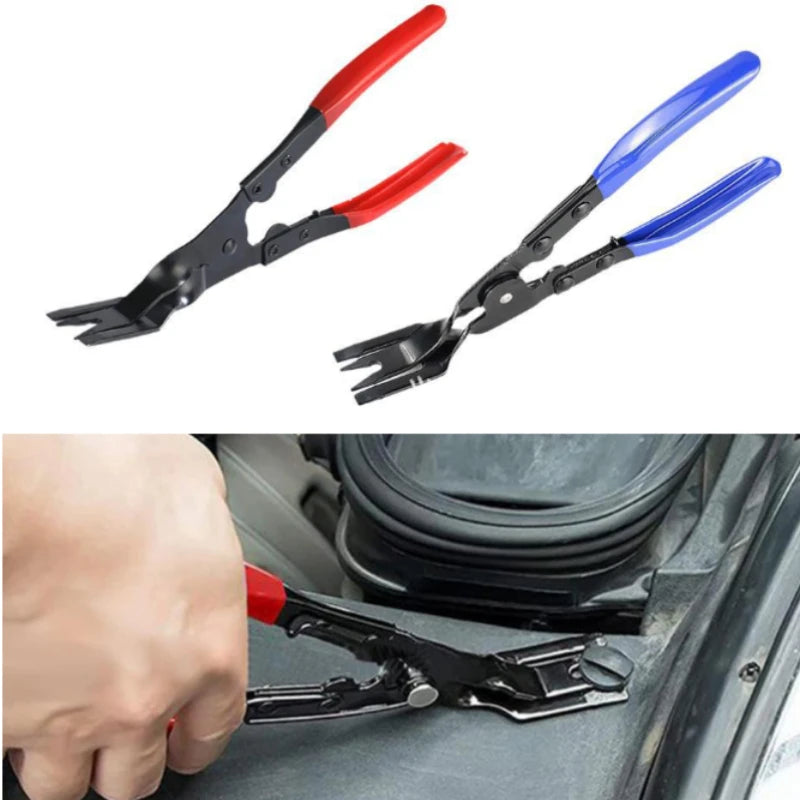 Trim clip removal pliers with red PVC grip | Wrench Haus