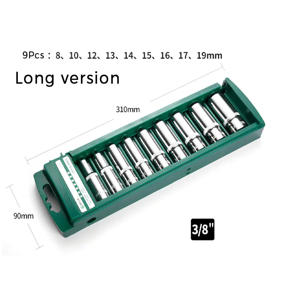 Hex Socket Set Short & Long - 5-Piece Long Set, 3/8" Drive, 10–19mm | Wrench Haus