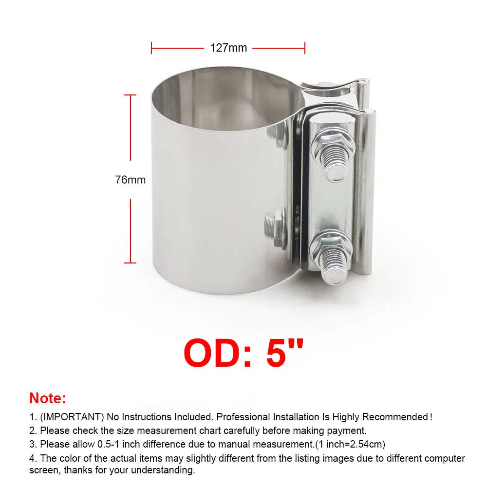 304 Stainless Exhaust Sleeve Coupler Clamp - view 26 | Wrench Haus