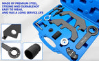 BMW N62/N73 camshaft locking kit in case with inset close-ups of the plate, wrench and black sleeve | Wrench Haus