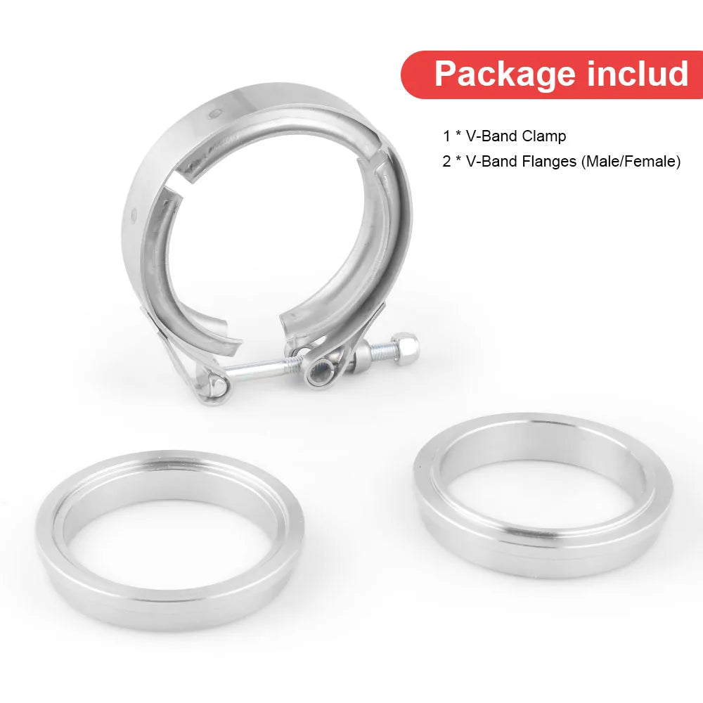V-band exhaust clamp and flange kit detail view | Wrench Haus
