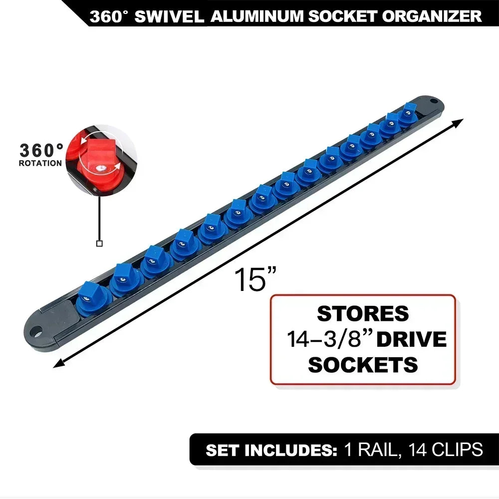 Socket Rail Set - ABS Blue Swivel Storage | Wrench Haus