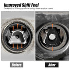 Lower Engine Mount Insert MQB VW/Audi - "Perfect Fit" infographic showing insert seated in engine mount with in-engine reference photo | Wrench Haus