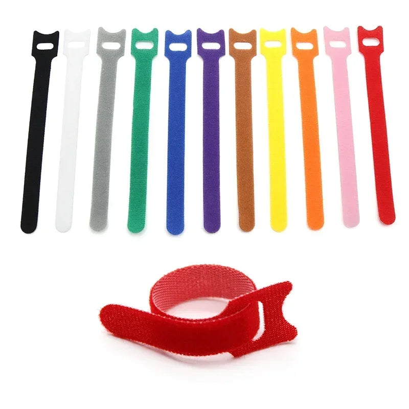 Releasable nylon cable ties, reusable hook and loop wire organizer straps
