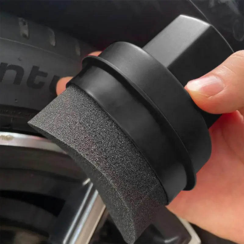 Tire shine applicator brush used for vehicle waxing