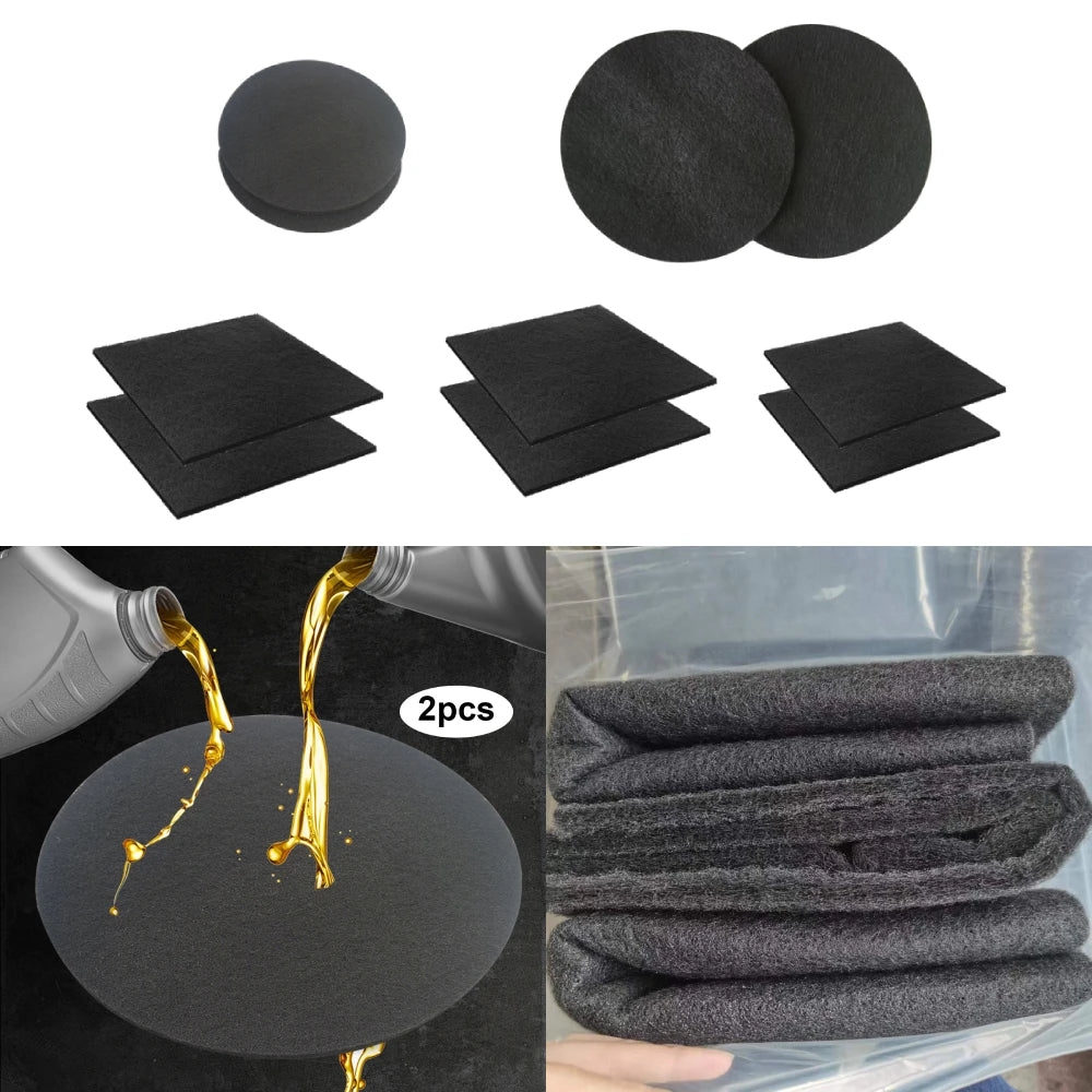 Oil Drain Splash Pad Set - Black rubber round and square oil drain catch pads, full set view | Wrench Haus
