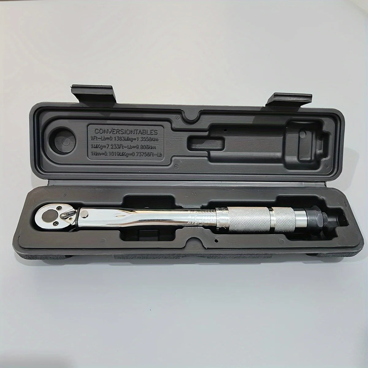 Adjustable Drive Torque Wrench - Click-type wrench stored in closed molded carry case, top view | Wrench Haus