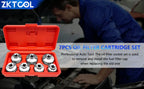 7-piece oil filter cartridge socket set in red case with a mechanic working in the background | Wrench Haus