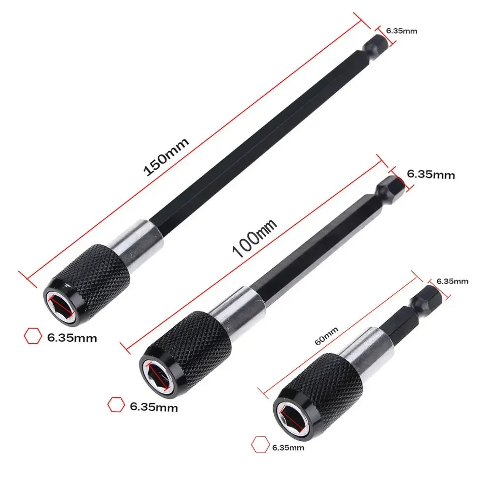 Magnetic Bit Holder Extension Set - 60/100/150mm 1/4-Inch Hex Shank