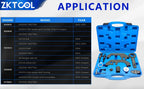 BMW N62/N73 camshaft locking tool application table shown beside the blue storage case | Wrench Haus