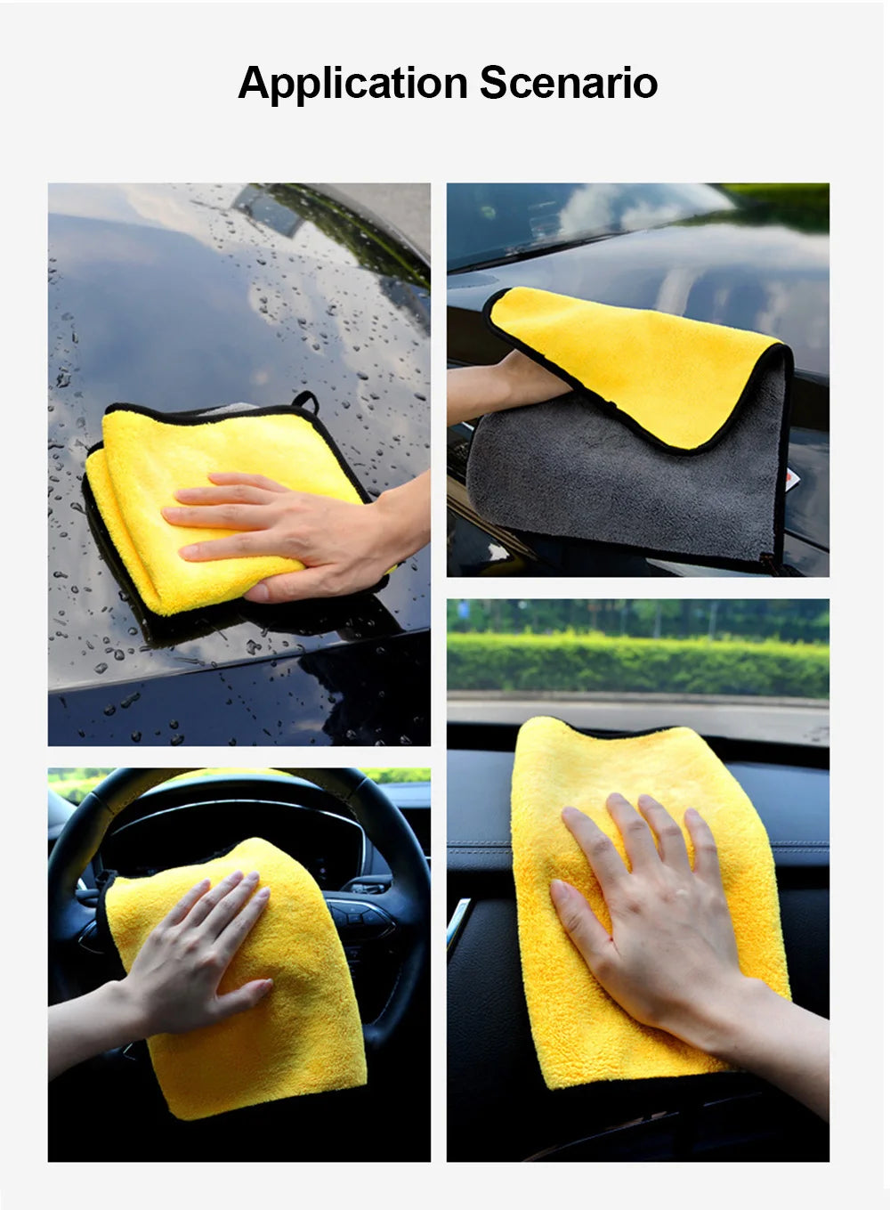 Hemmed Microfiber Car Wash Towel - 30x30cm & 60cm Drying Cloths