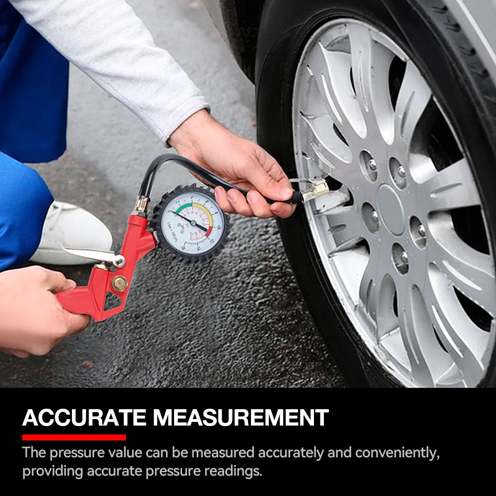 Dual-Scale Tire Pressure Gauge, 0-220 PSI — Inflator & Deflator