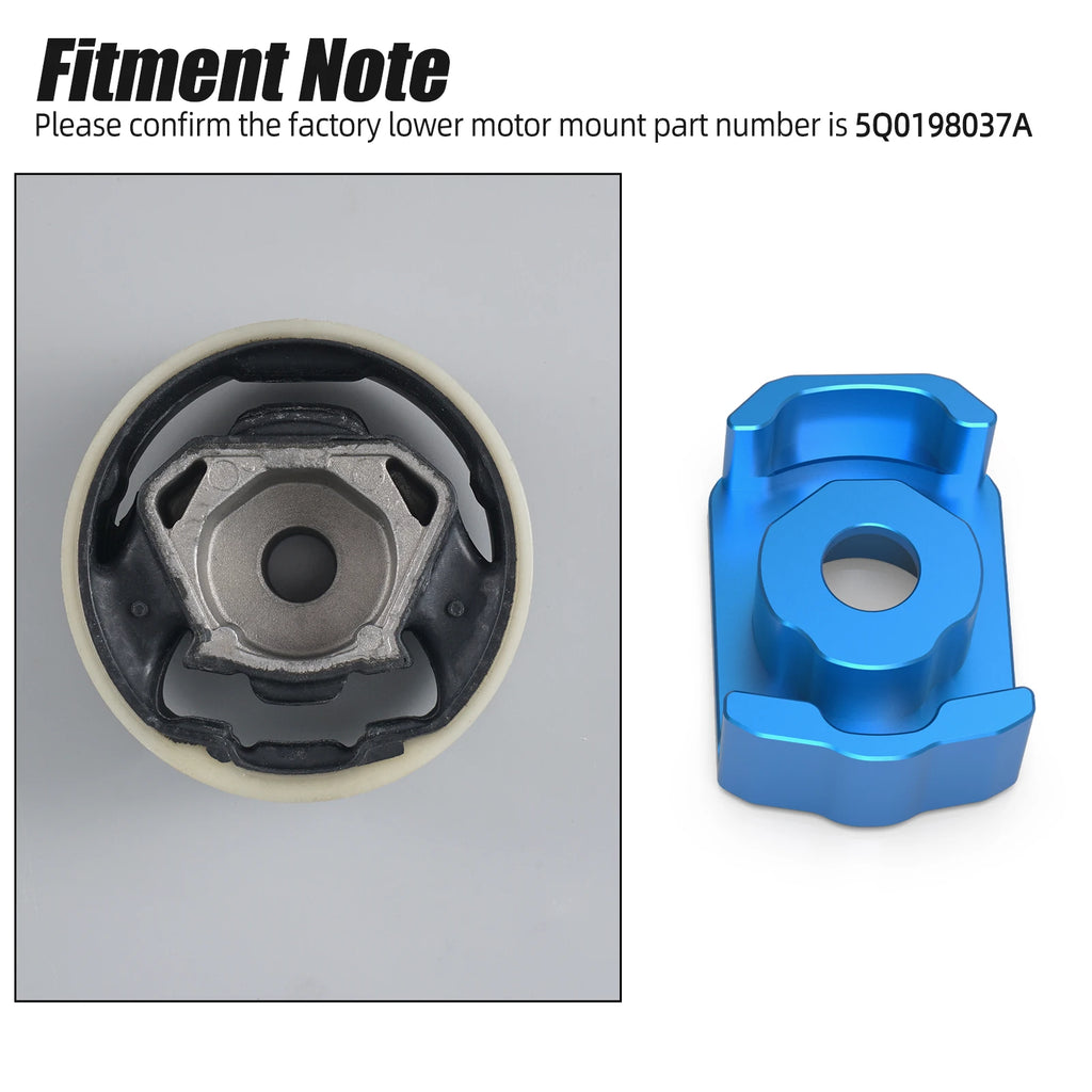 Aluminum Lower Motor Mount Insert Blue and Black Color Options - VW Audi MQB | Wrench Haus