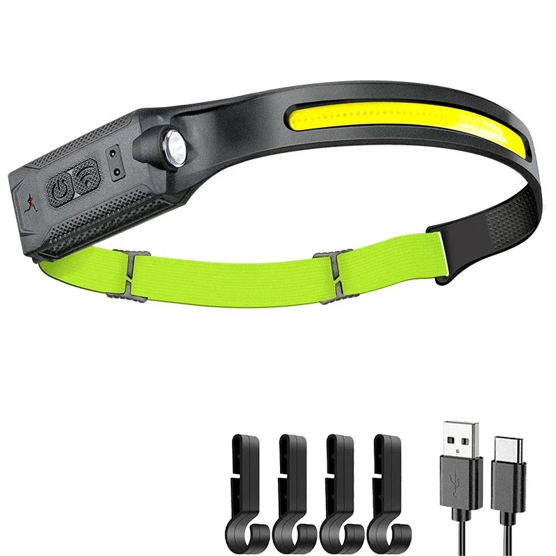 Rechargeable LED Headlamp — 3-Mode, Hands-Free, Built-In Battery