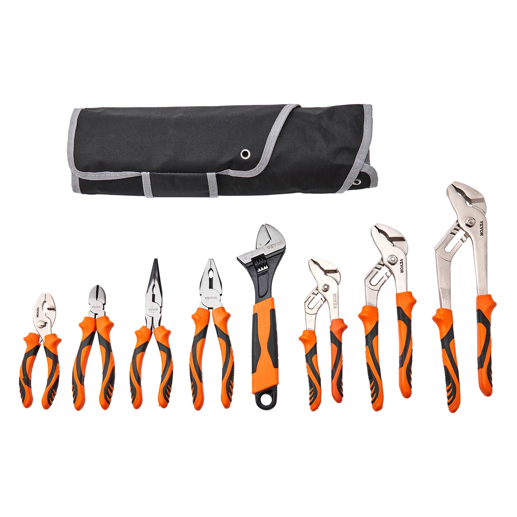 8-Piece Professional Pliers & Wrench Set - Complete 8-piece pliers and wrench set with heavy-duty tool bag showing all included tools | Wrench Haus