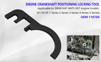 Crankshaft positioning locking tool 118760 for BMW diesel engines, side layout with engine inset | Wrench Haus