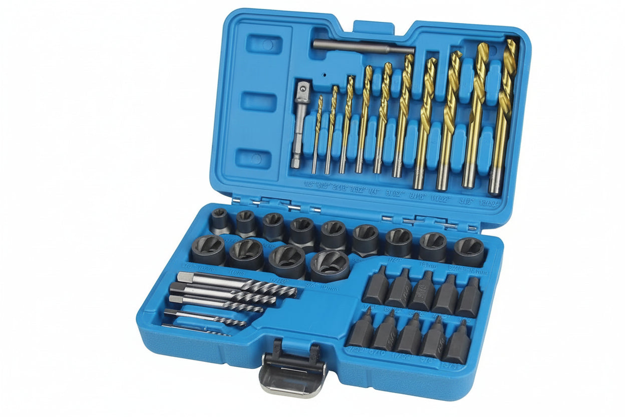 40-Piece Bolt & Screw Extractor Set | Damaged, Rusted & Rounded Fastener Removal