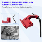 Red flywheel fixing pin with hex rod from the BMW B37/B47 kit, insets showing OEM numbers and location | Wrench Haus