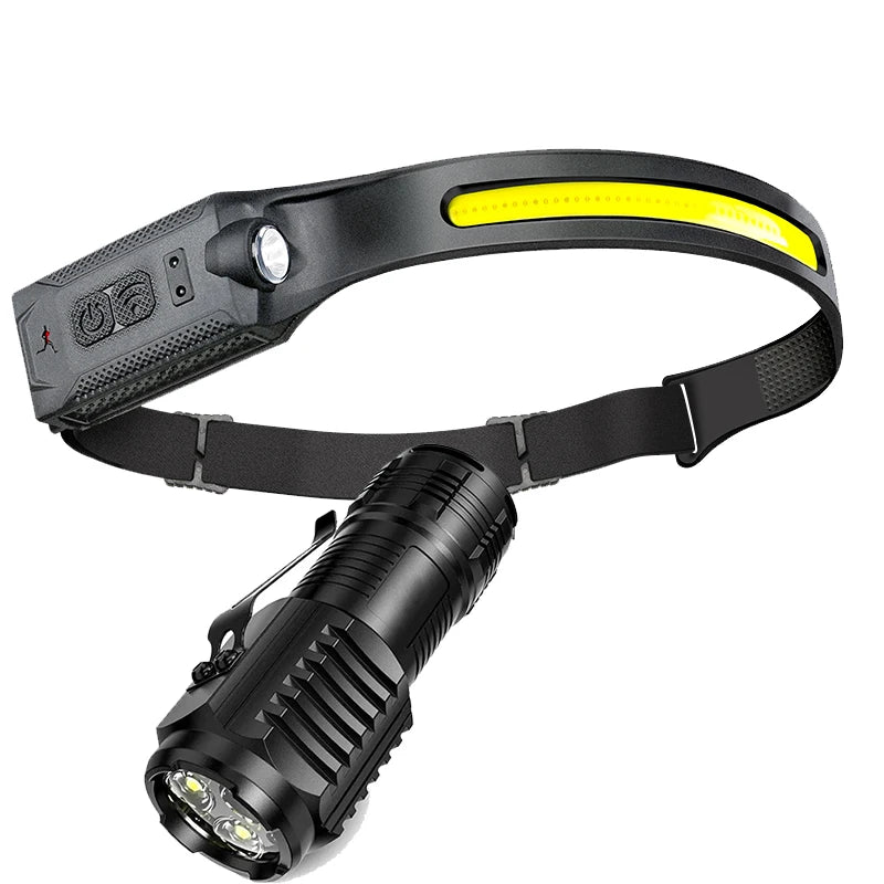 Rechargeable LED Headlamp — 3-Mode, Hands-Free, Built-In Battery