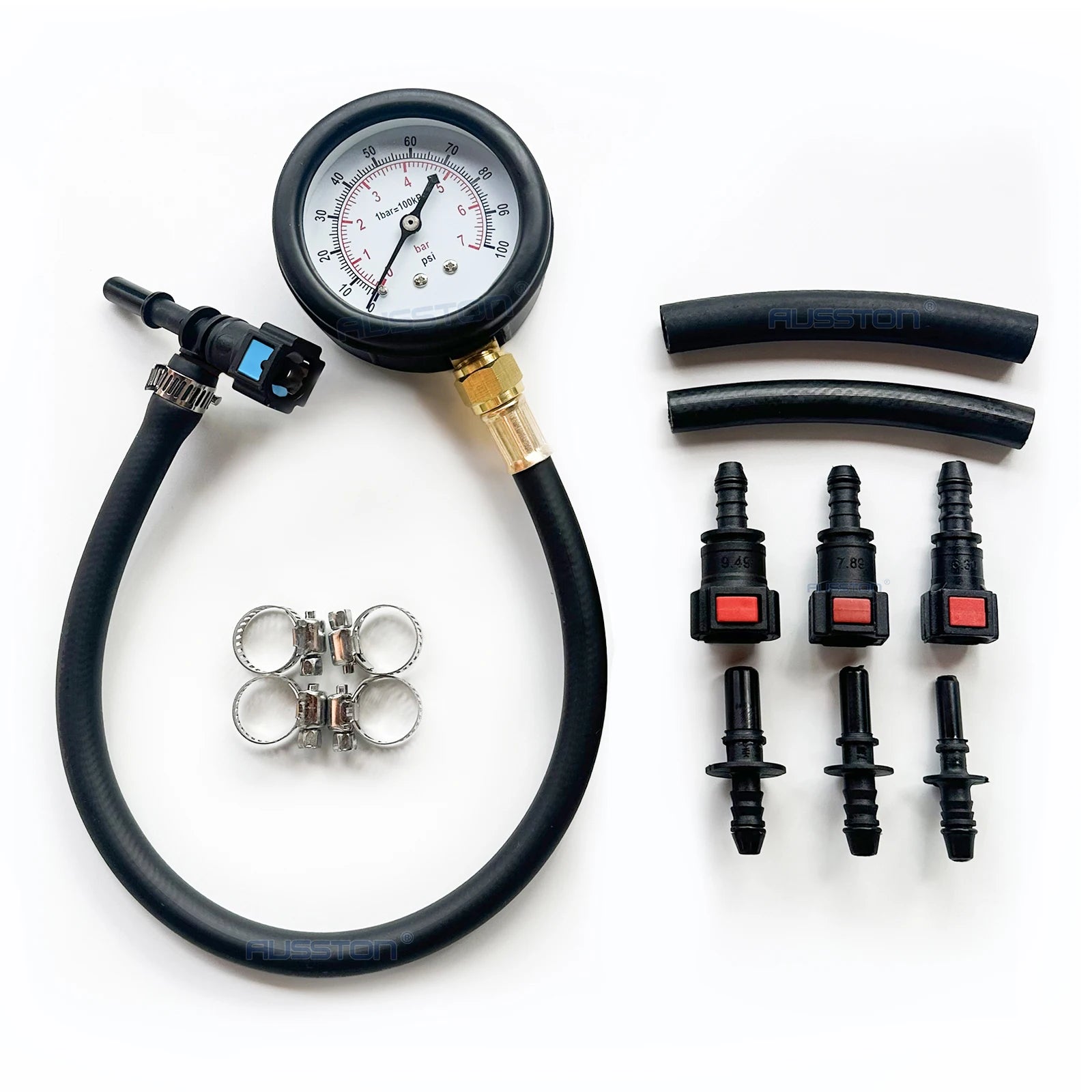Kraftstoffdruckprüfer-Kit — 0–7 bar mit Adaptern in 3 Größen