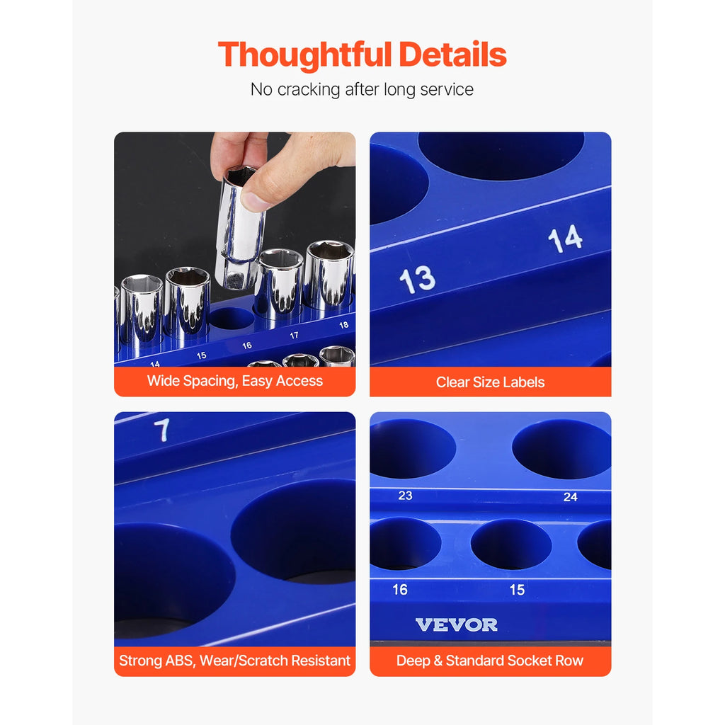 Socket Organizer Set - Clear Labels Metric SAE Tool Tray Storage | Wrench Haus
