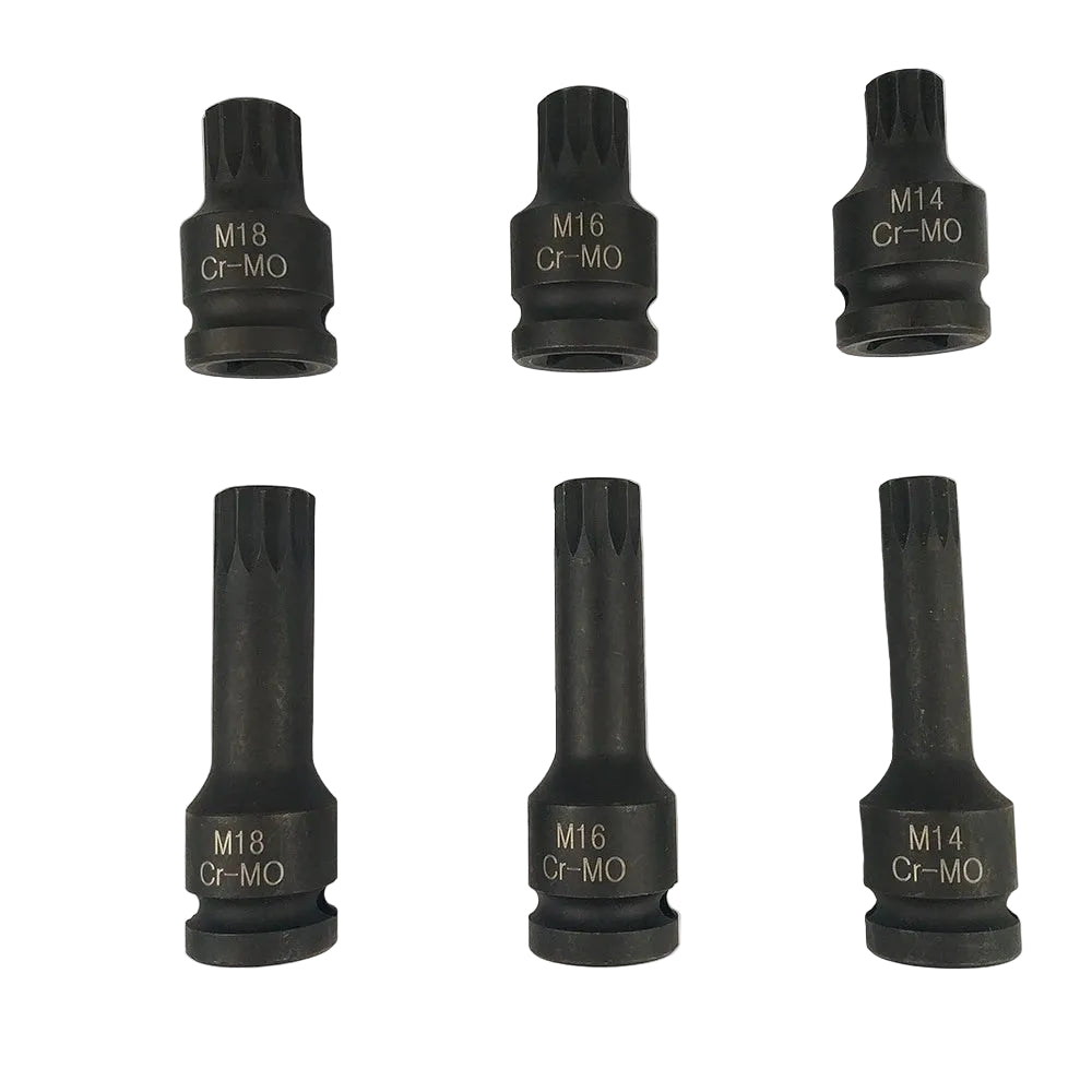 6-teiliger Spline-Steckschlüsselsatz M14-M18 | 1/2"-Antrieb Ölwanne & Sumpfreparatur