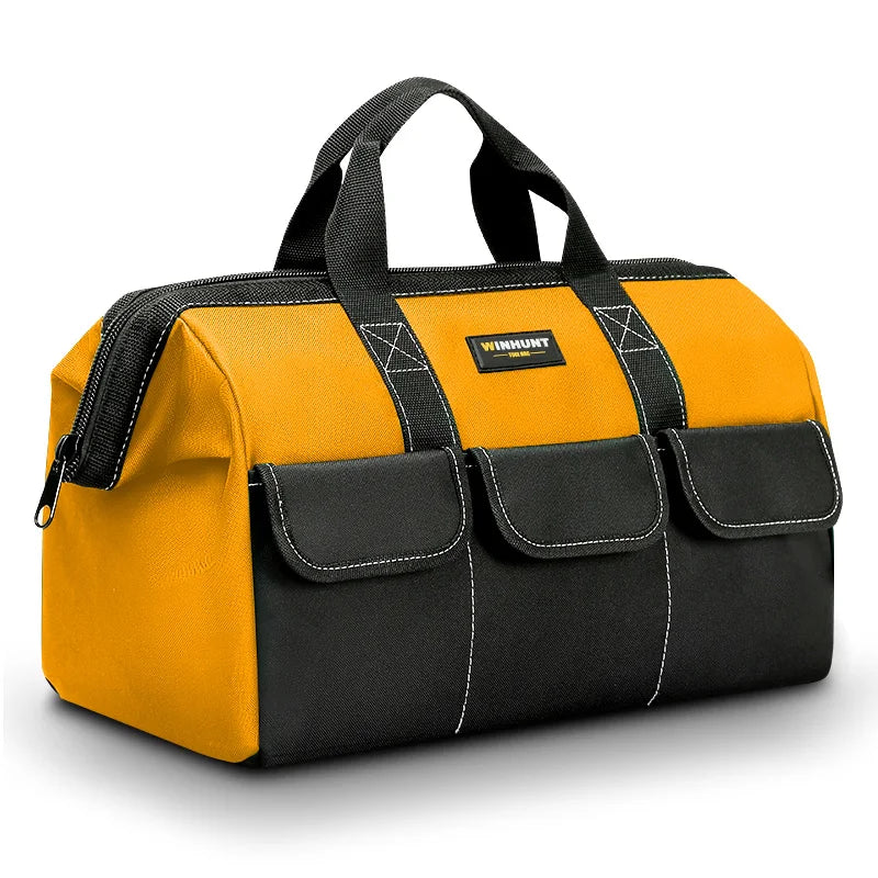 Heavy-duty wide-mouth tool bag tote