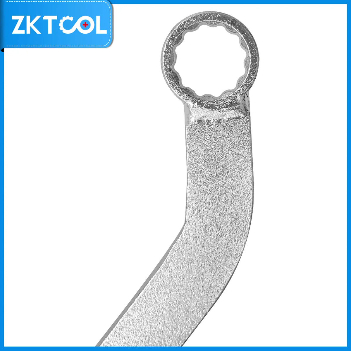 Close-up of the 12-point ring end and offset bend on the BMW idler belt wrench | Wrench Haus