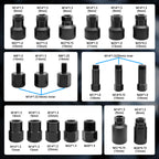 Chart of the 19 diesel injector puller adapters with thread sizes such as M14x1.5 and M27x1.0 | Wrench Haus