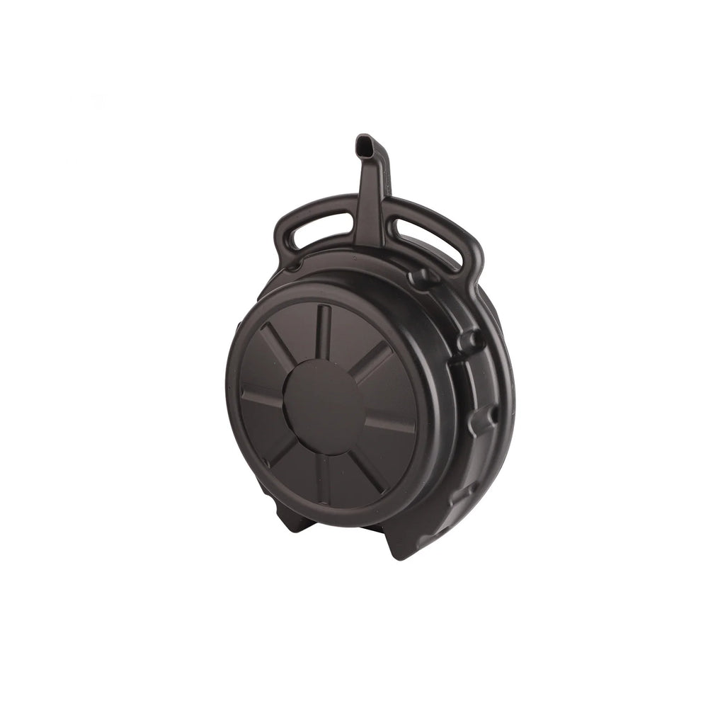 7.5L Oil Drain Pan - Underside view showing flat base and drain plug cap for sealed storage and transport | Wrench Haus