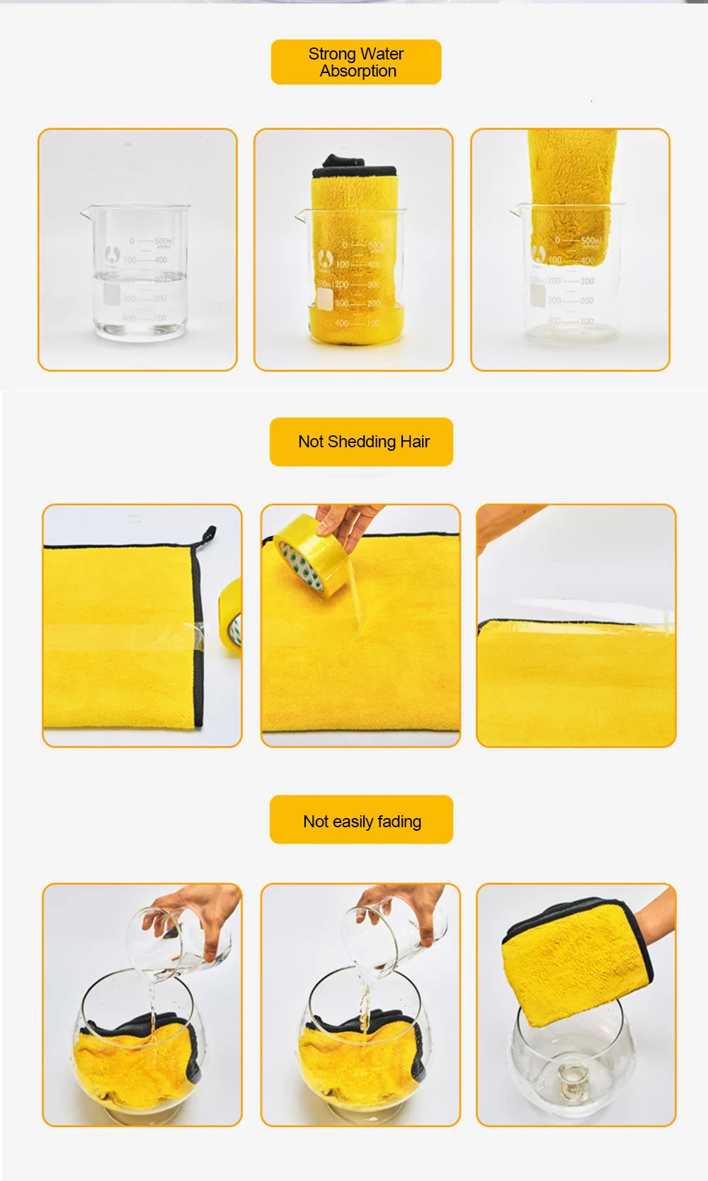 Hemmed Microfiber Car Wash Towel - 30x30cm & 60cm Drying Cloths