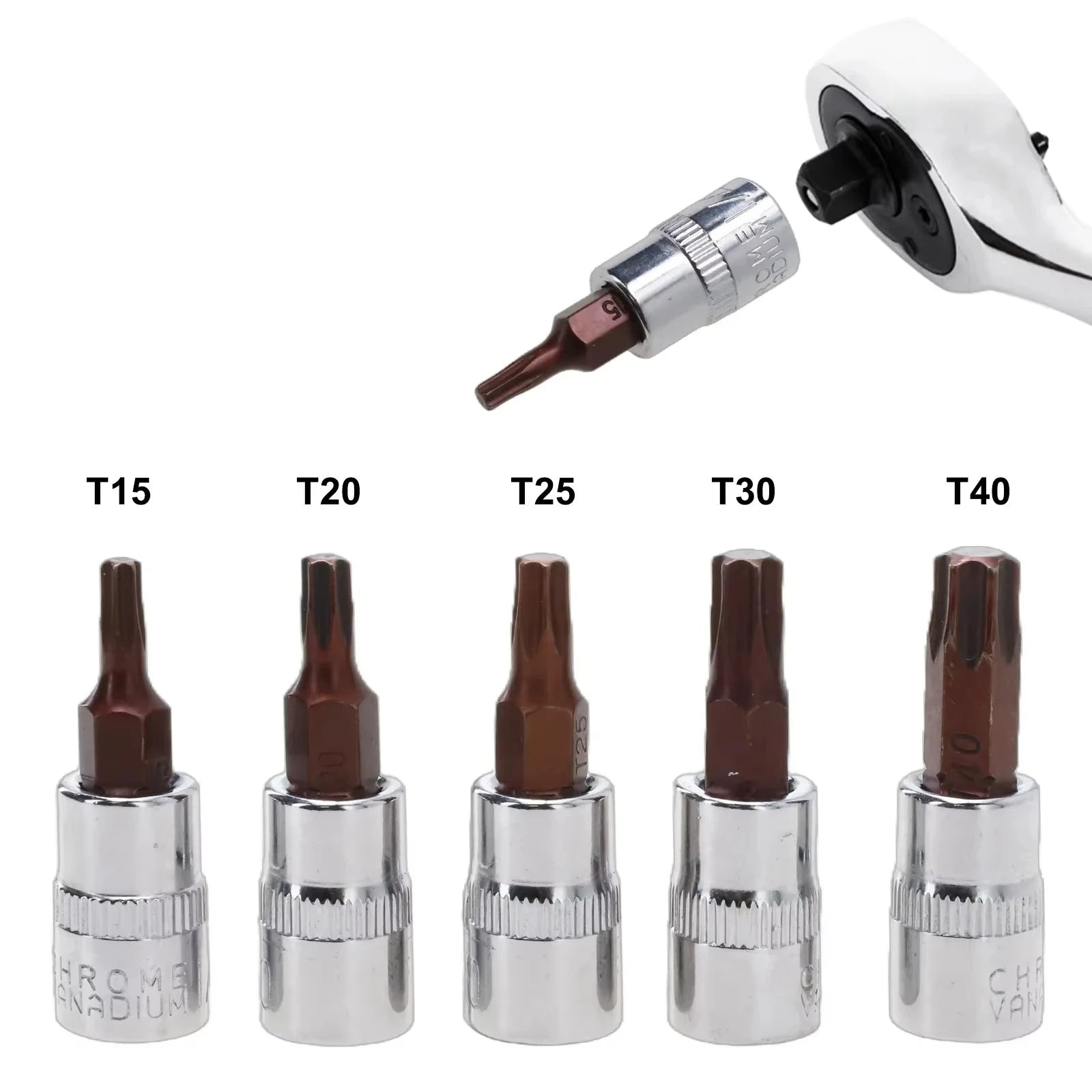 5-teiliger Torx-Steckschlüsselsatz – T15, T20, T25, T30, T40 in 1/4"-Antrieb