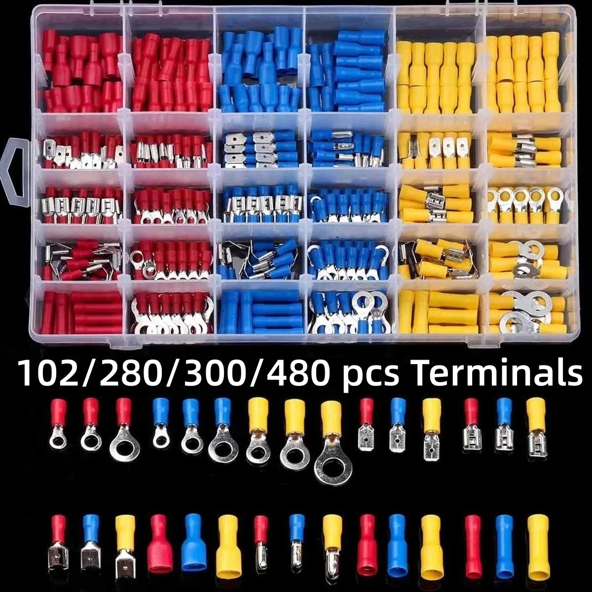 Insulated wire connector terminal kit, spade terminals
