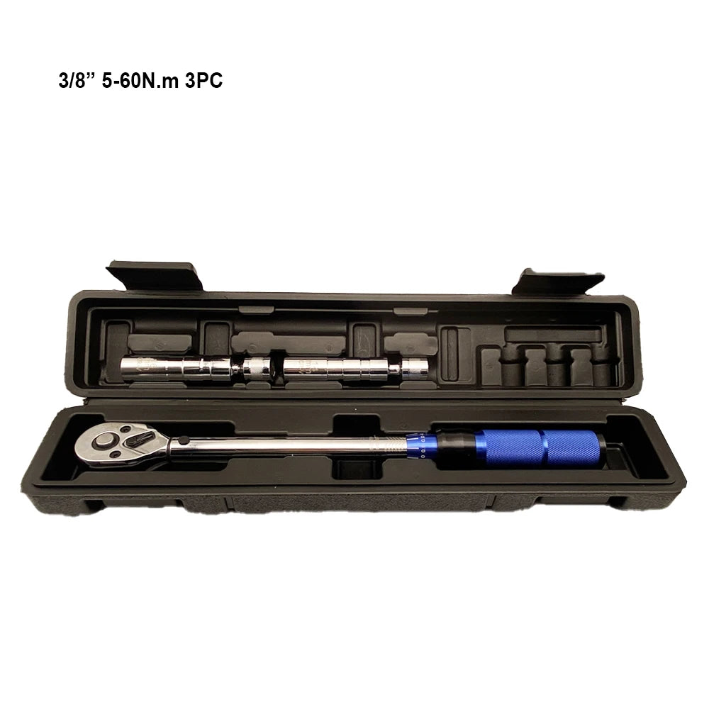 3/8" Drive Torque Wrench 5-60N.m 3-Piece Set - Torque wrench with extension bar and adapter in molded case | Wrench Haus