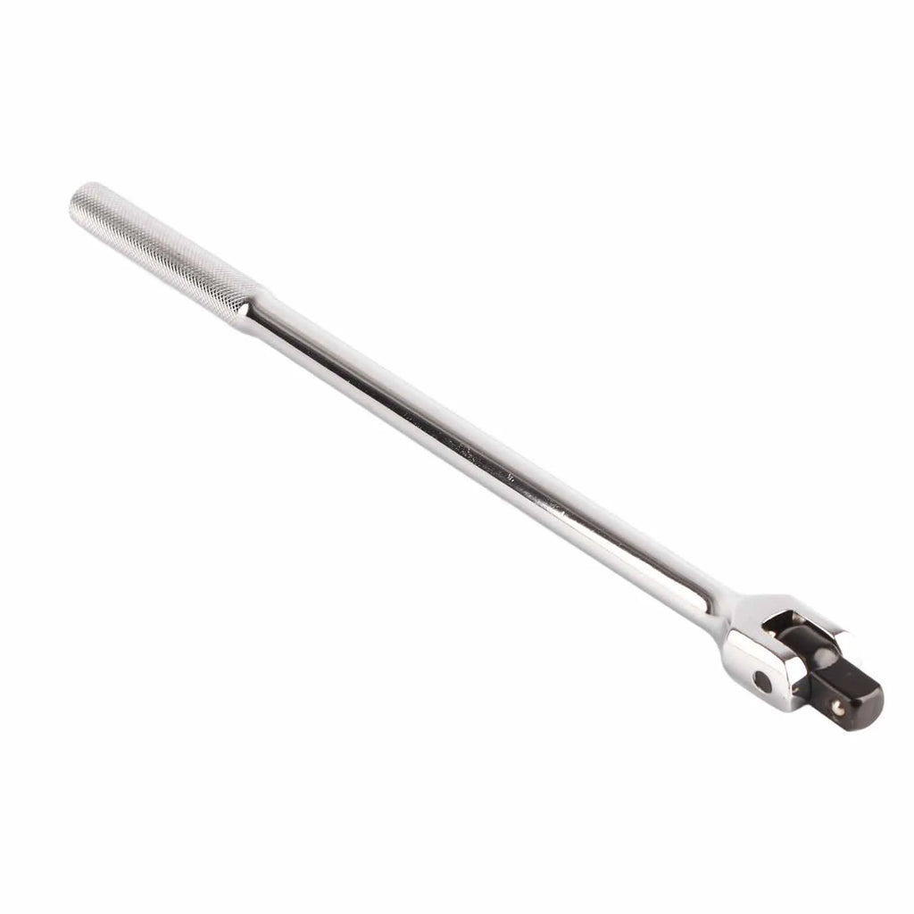 1/2" Drive Flexible Breaker Bar - Chrome finish breaker bar angled showing flexible swivel head detail | Wrench Haus