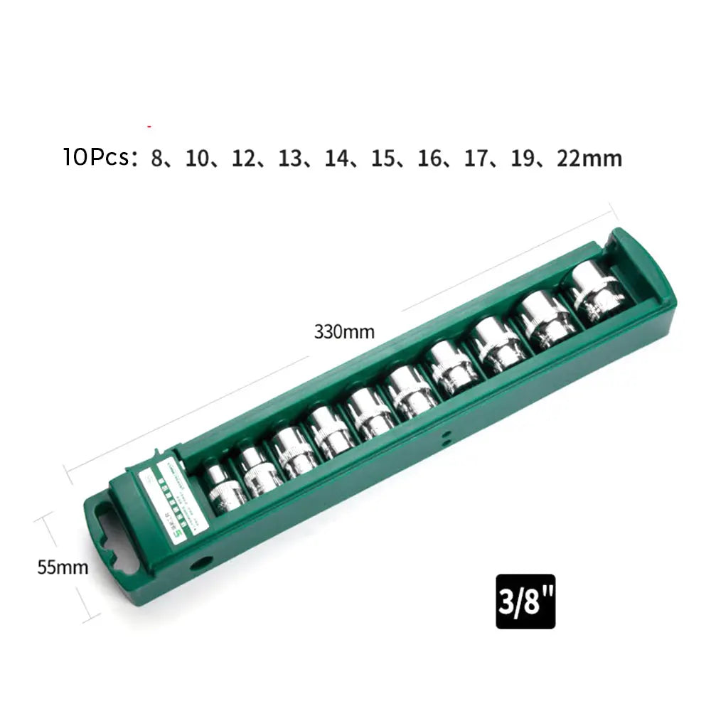 Hex Socket Set Short & Long - 10-Piece Short Set, 3/8" Drive, 6–22mm | Wrench Haus
