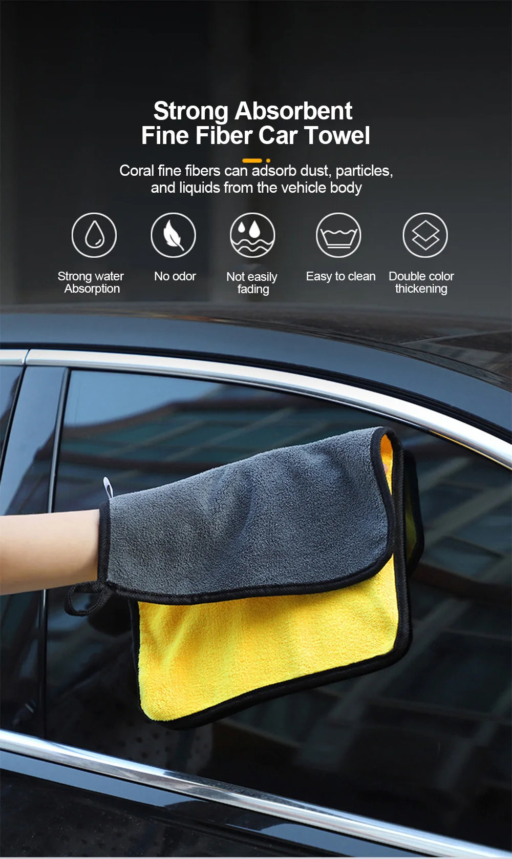 Hemmed Microfiber Car Wash Towel - view 7 | Wrench Haus