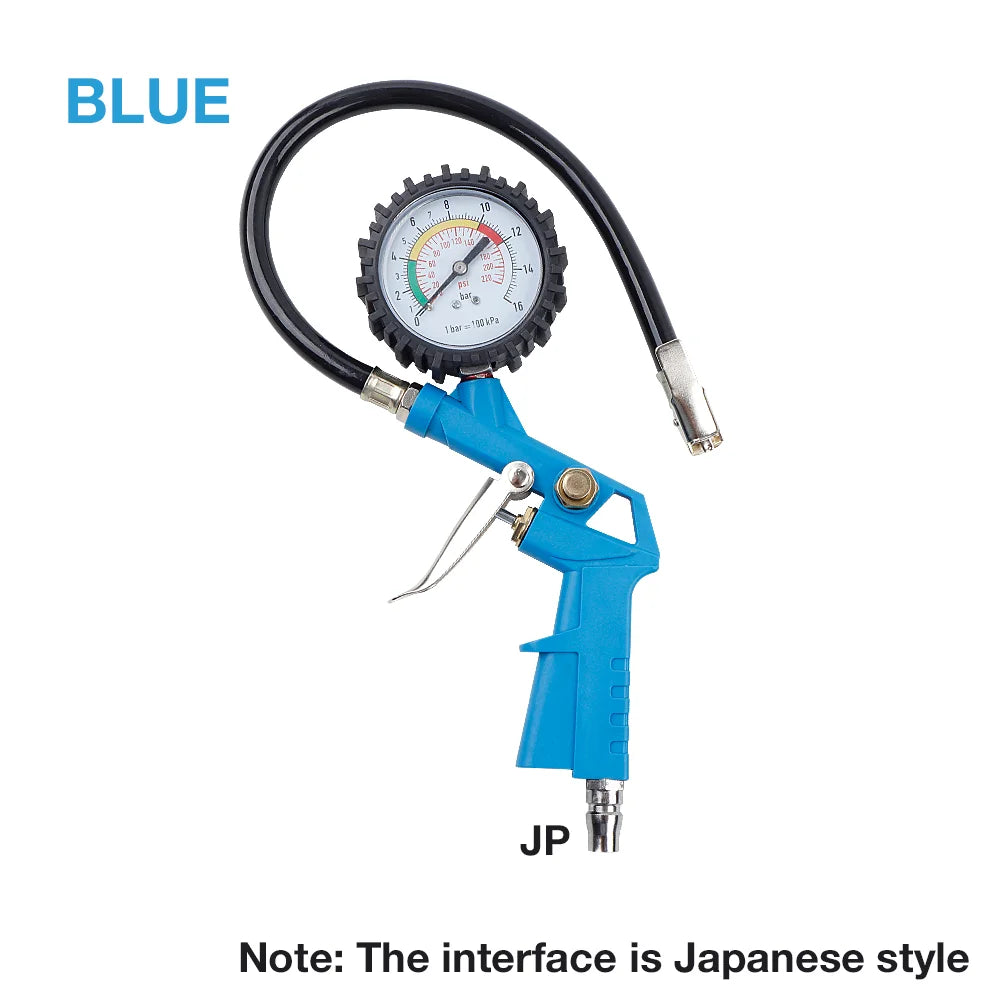 Dual-Scale Tire Pressure Gauge, 0-220 PSI — Inflator & Deflator