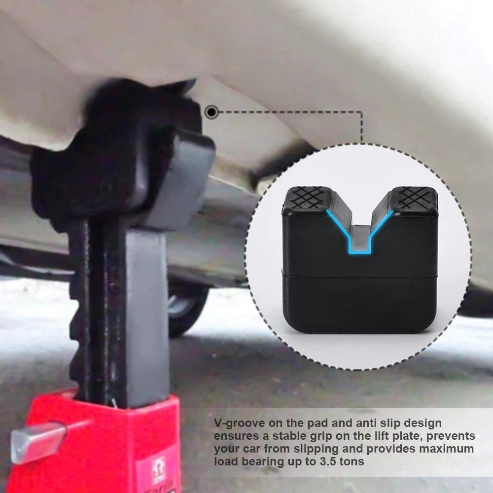 Slotted Rail Jack Pad Installed on Jack Stand - Universal Fit European Cars VW Audi BMW | Wrench Haus