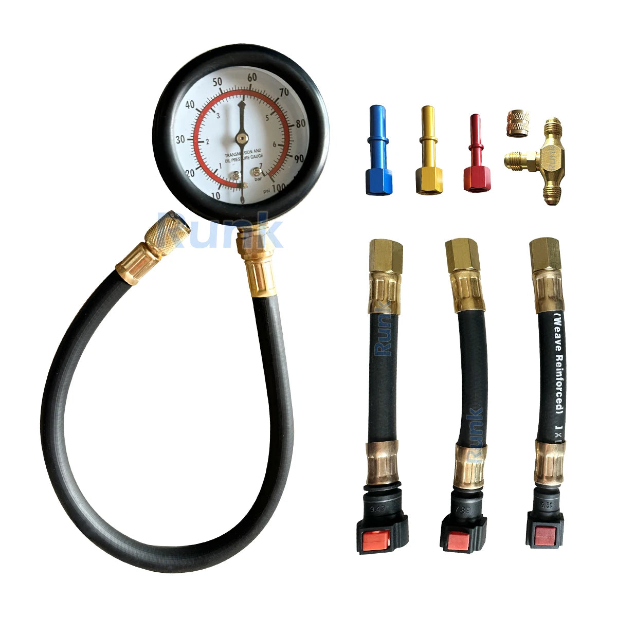 Kraftstoffdruckprüfer-Kit — 0–7 bar mit Adaptern in 3 Größen