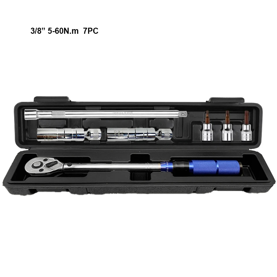 3/8" Drive Torque Wrench 5-60N.m 7-Piece Set - Full kit with sockets stored in molded carry case | Wrench Haus