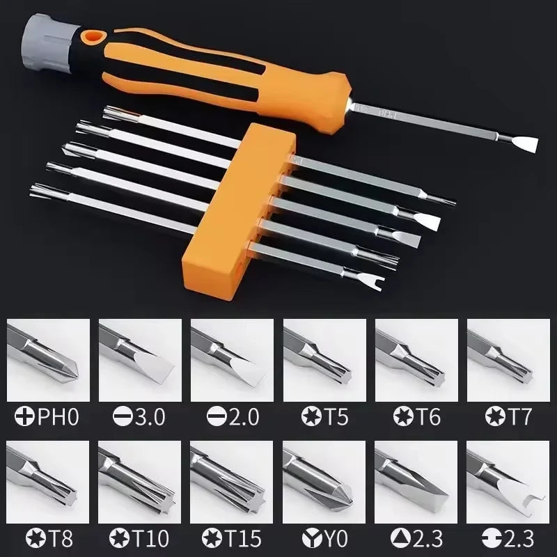 Magnetic screwdriver bits close-up